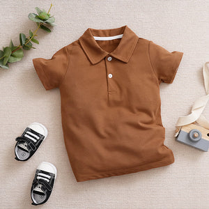 Earth Brown Polow Cotton Kids Shirt 1 - Minitaq baby kids clothes dress