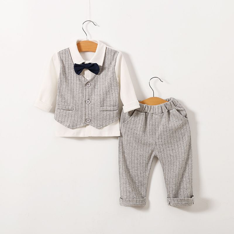 Formal Baby Romper 2pc Set With Bow Tie 1 - Minitaq baby kids clothes dress