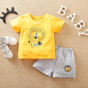 Lion Traveller 2pc Yellow T-Shirt With Shorts 1 - Minitaq baby kids clothes dress