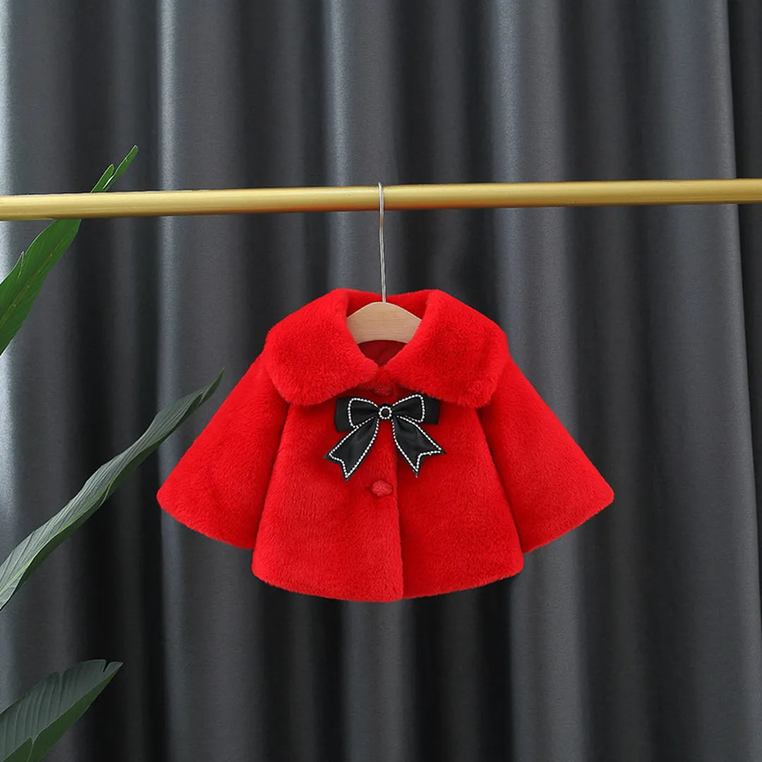 Cute Vibrant Red Winter Baby Plush Cape Coat 1 - Minitaq baby kids clothes dress