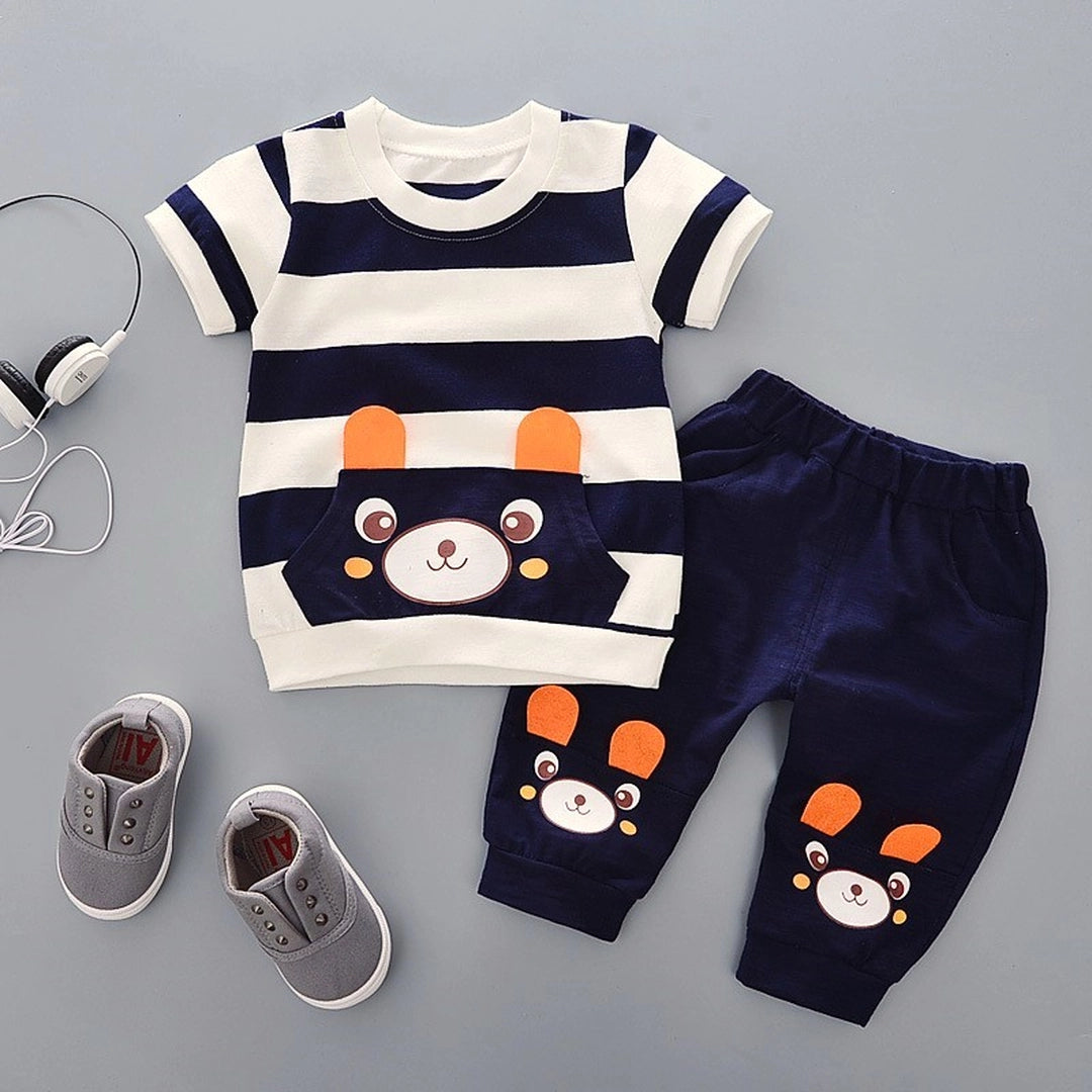 Cute Cartoon Design Shirt and Pant 2pcs Set - Minitaq baby kids clothes dress