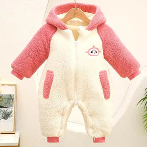 Soft White N Pink Stylish Winter Romper 1 - Minitaq baby kids clothes dress