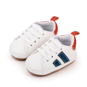 Modern White Baby Shoes with Blue Stripes 1 - Minitaq baby kids clothes dress