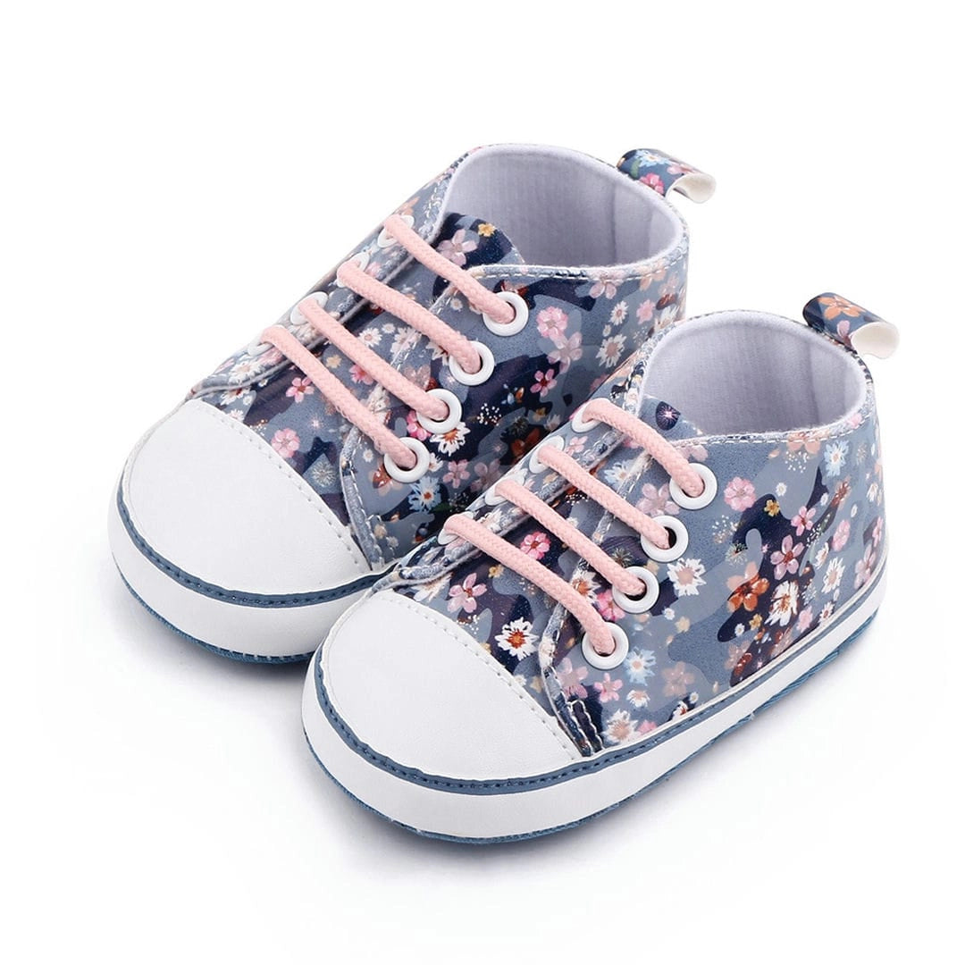 Flower Print Converse Style Baby Girl Shoes 1 - Minitaq baby kids clothes dress