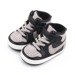 Sports Style Black and Grey High Ankle Baby Shoes 1 - Minitaq baby kids clothes dress