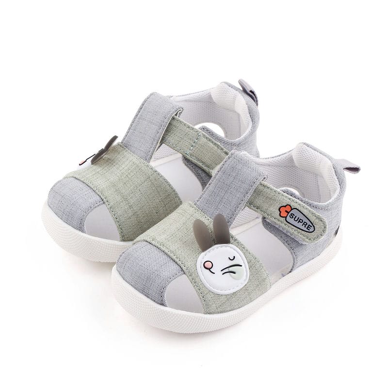 Light Green N Gray Bunny Casual Strap Baby Shoes 1 - Minitaq baby kids clothes dress