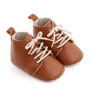 Brown Leather Trendy Baby Shoes with Laces 1 - Minitaq baby kids clothes dress