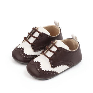 Gentlemen White and Brown Leather Baby Shoes 1 - Minitaq baby kids clothes dress