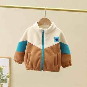Beige Brown N Blue Color Block Jacket - Minitaq baby kids clothes dress