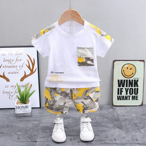 Army Style Shirt N Shorts Yellow Accent 1 - Minitaq baby kids clothes dress