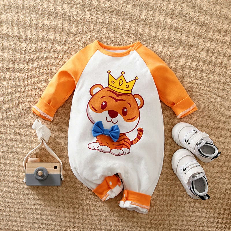 Cute Tiger King Casual Full Sleeve Cotton Romper 1 - Minitaq baby kids clothes dress