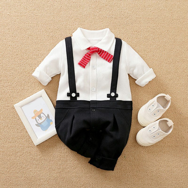 Western Bowtie Strap Design Formal Baby Romper 1 - Minitaq baby kids clothes dress