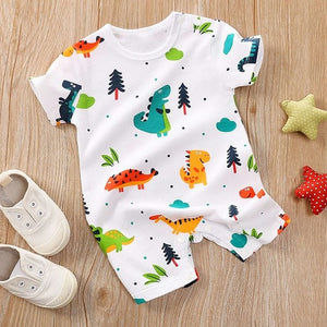 Dino Summer White Baby Romper 1 - Minitaq baby kids clothes dress