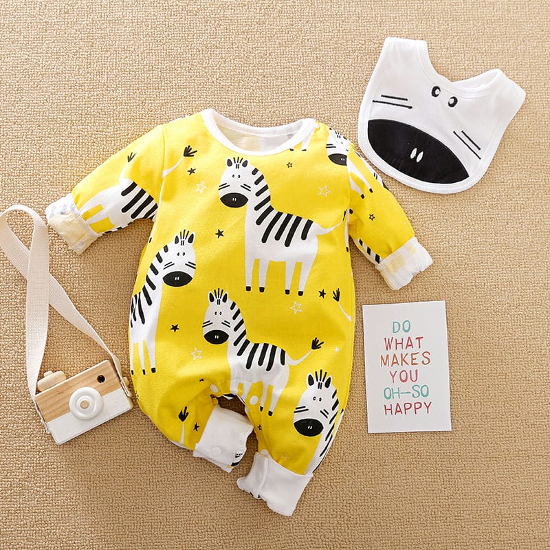 Casual Zebra Yellow Baby Romper 1 - Minitaq baby kids clothes dress