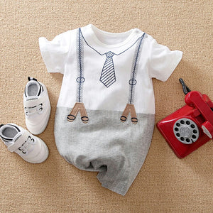 Strap And Tie Printed Casual Gray White Romper 1 - Minitaq baby kids clothes dress