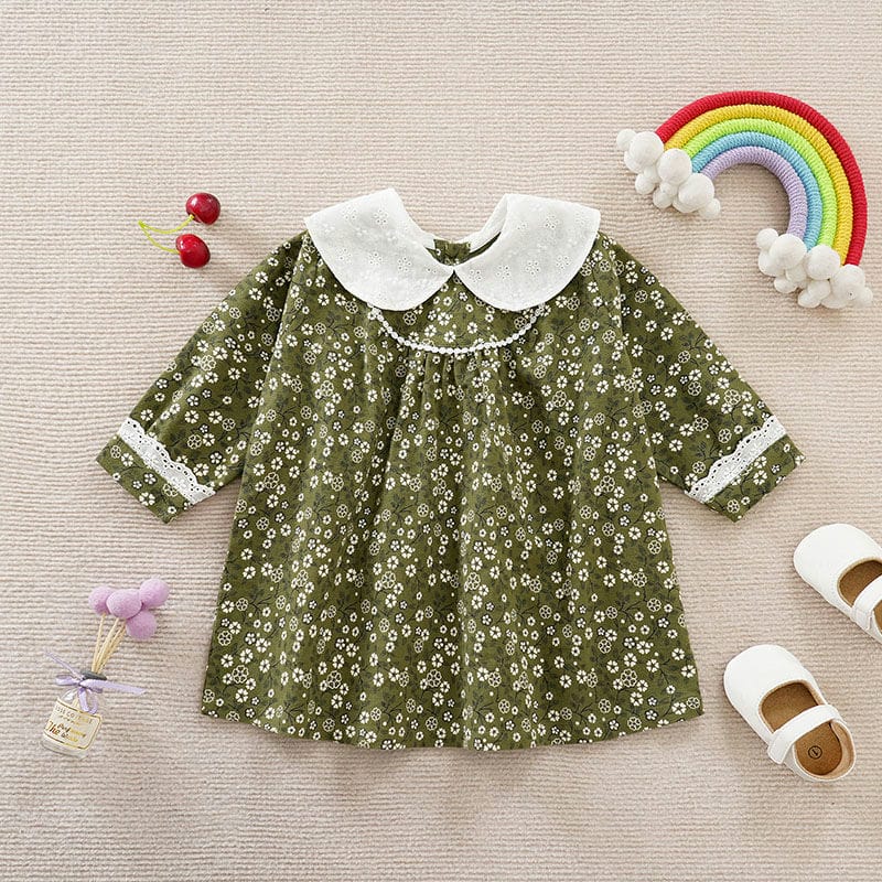 Camo Green Floral Pattern Baby Girl Dress 1 - Minitaq baby kids clothes dress