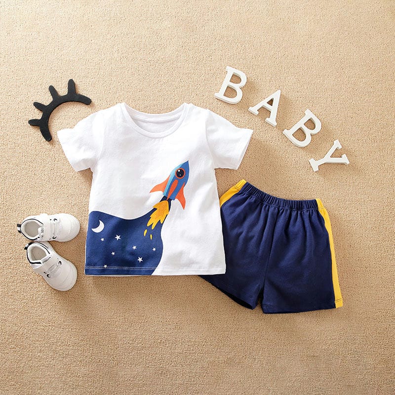 Space Rocket Shirt N Short 2pc Set 1 - Minitaq baby kids clothes dress