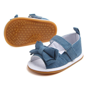 Blue Cotton Bow Style Sandal Baby Shoes 1 - Minitaq baby kids clothes dress