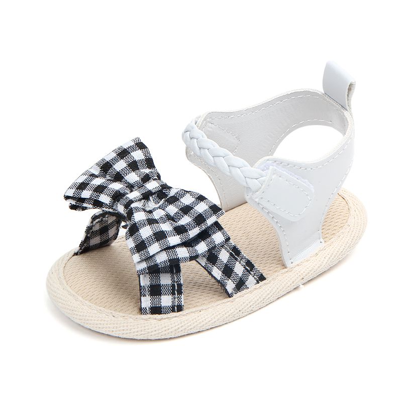 Checkered Style Bow Tie Braided Strap Shoes 2 - Minitaq baby kids clothes dress