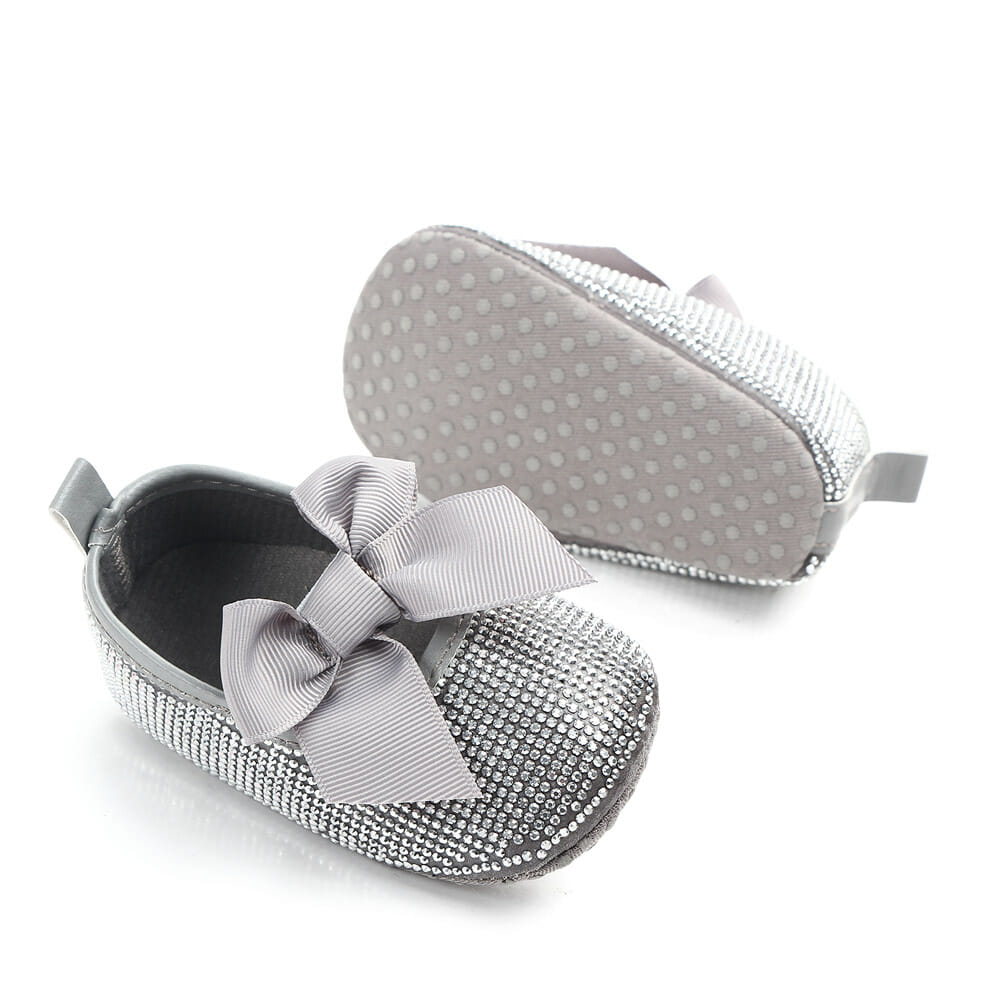 Rhinestone Gray Princess Style Baby Shoes 3 - Minitaq baby kids clothes dress