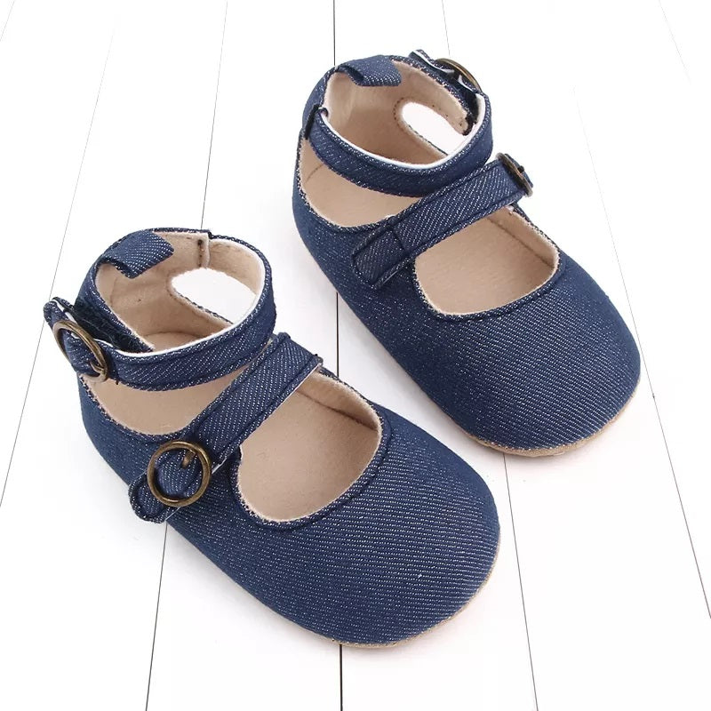 Blue Double Hook N Look Cotton Baby Shoes 2 - Minitaq baby kids clothes dress