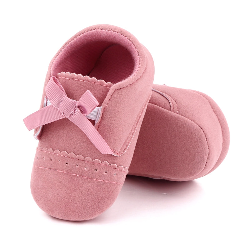 Elegant Pink Suede Bow Knot Baby Shoes 2 - Minitaq baby kids clothes dress