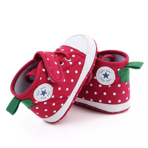 Polka Dots On Red Canvas Style Baby Shoes 2 - Minitaq baby kids clothes dress