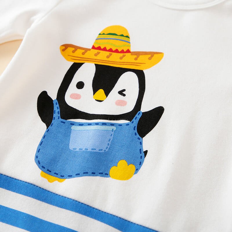 Penguin On Stripes Fun Baby Romper 4 - Minitaq baby kids clothes dress