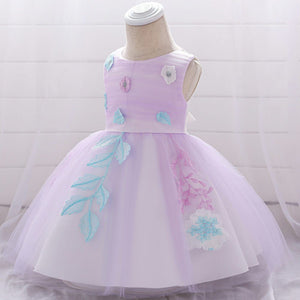 Light Purple Dress With Flowers Design 2 - Minitaq baby kids clothes dress