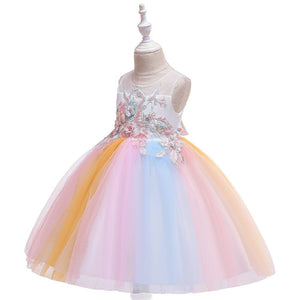 Floral Rainbow Colorful Fancy Party Dress 2 - Minitaq baby kids clothes dress