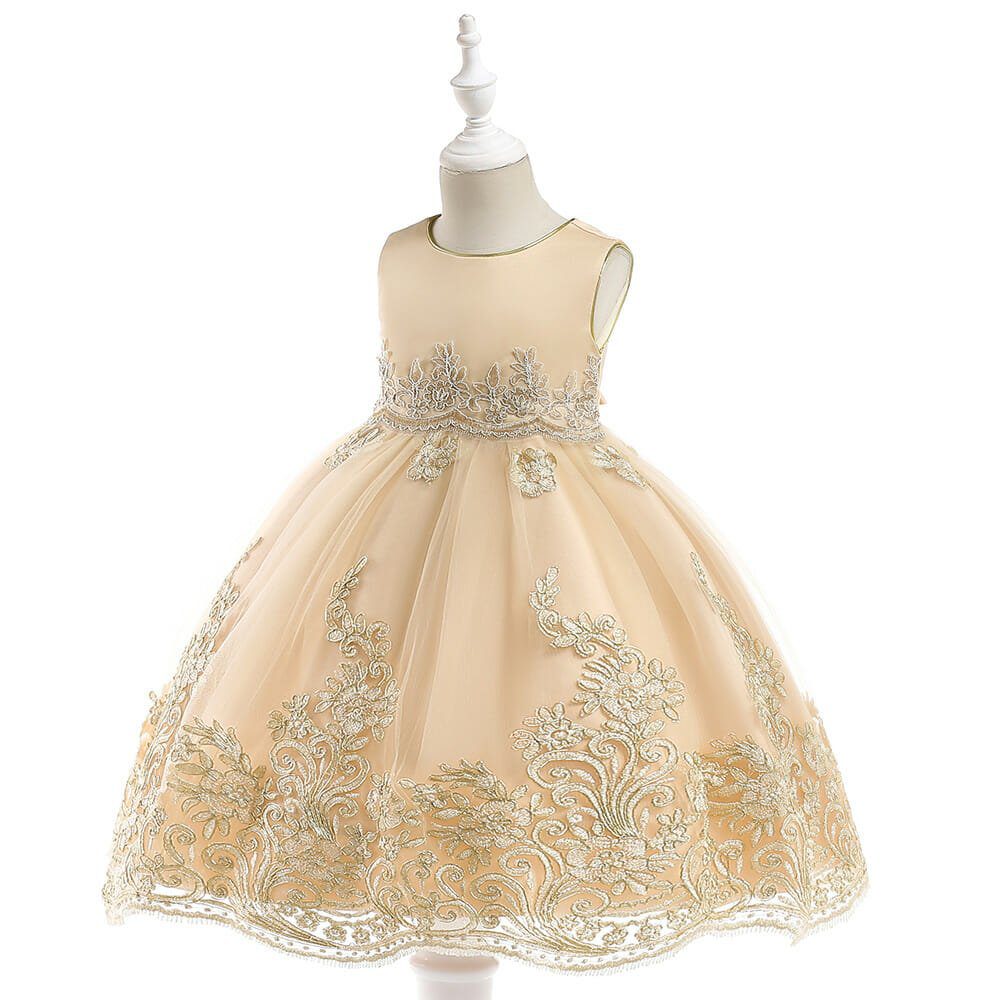 Arabian Style Light Beige Color Girls Fancy Dress 2 - Minitaq baby kids clothes dress