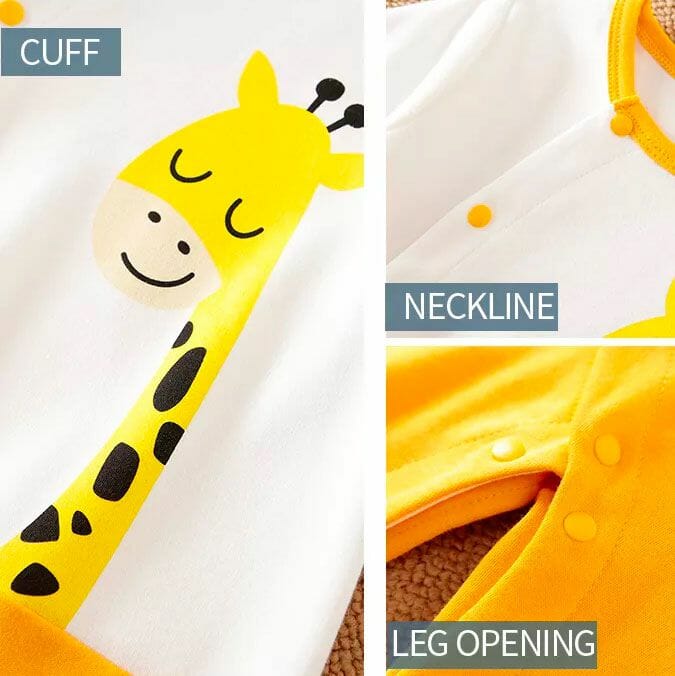 Giraffe Relaxing Yellow Baby Romper 4 - Minitaq baby kids clothes dress