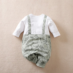 Soft Green Elephant Pattern Baby Romper 3 - Minitaq baby kids clothes dress