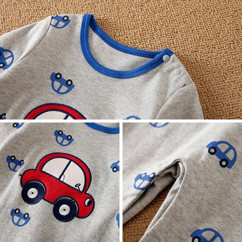 Car Design Gray Full Sleeve Baby Romper 4 - Minitaq baby kids clothes dress