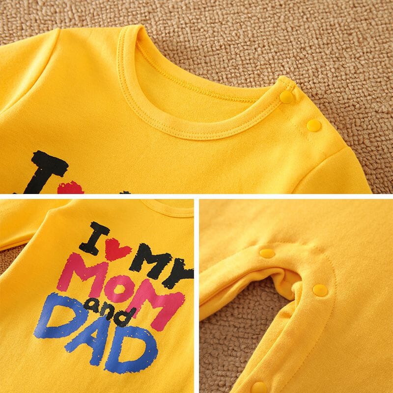 Love Mom And Dad Yellow Baby Romper 3 - Minitaq baby kids clothes dress