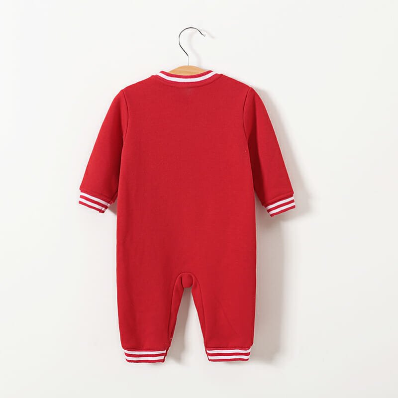 Red Sports Style Winter Fleece Romper With Cap 8 - Minitaq baby kids clothes dress