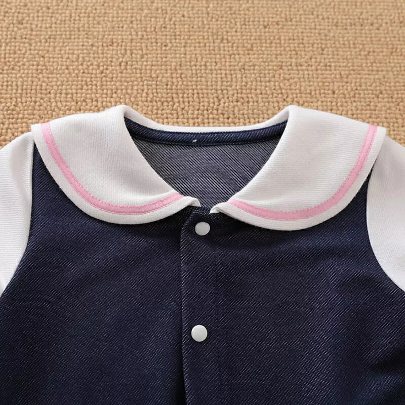 Casual Blue Dress With Pink Bow Lace 3 - Minitaq baby kids clothes dress