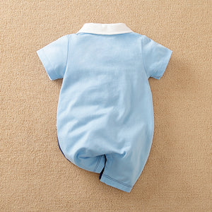 Blue Polo Style Half Sleeve Baby Romper 3 - Minitaq baby kids clothes dress