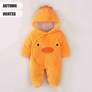 Orange Duck Thick Winter Hooded Romper 2 - Minitaq baby kids clothes dress