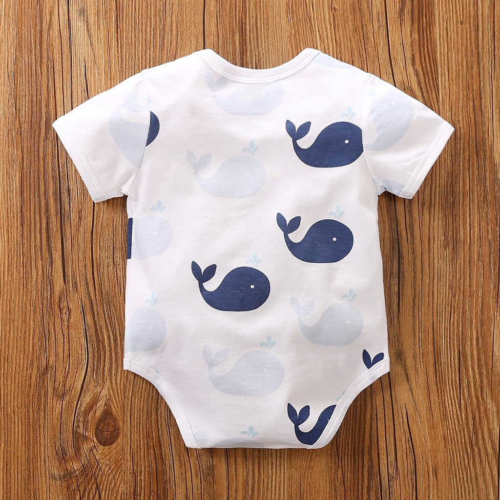 Summer Cartoon Whale Pattern Onesie 3 - Minitaq baby kids clothes dress