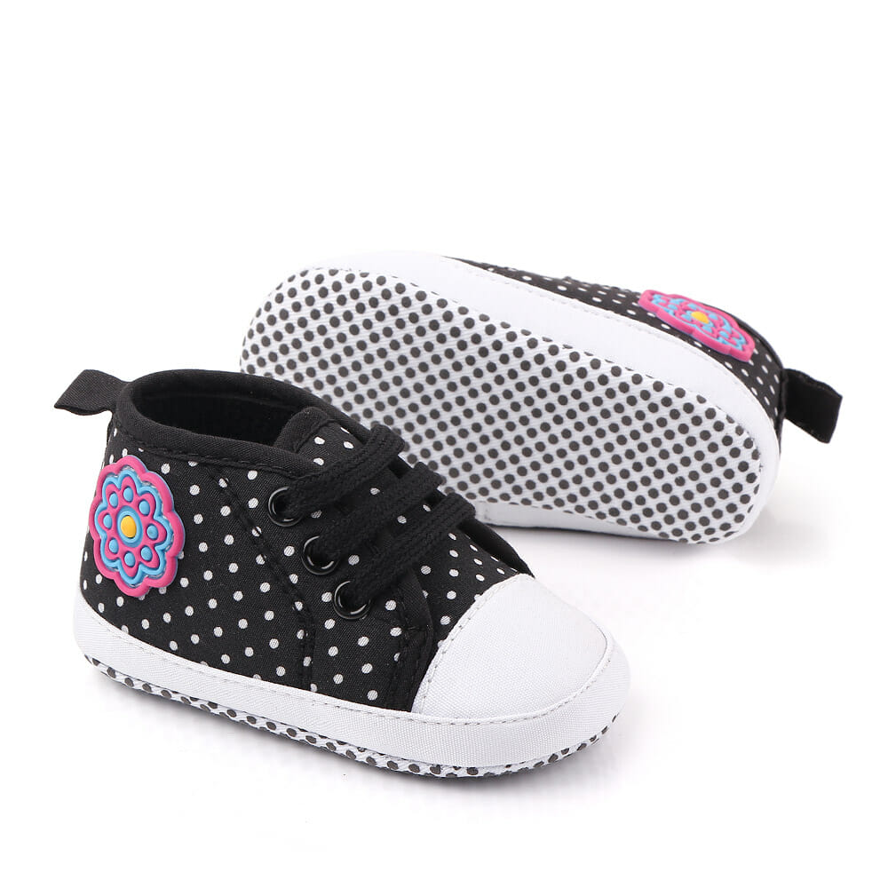 Dark Black Cotton With Dots Baby Shoes 2 - Minitaq baby kids clothes dress