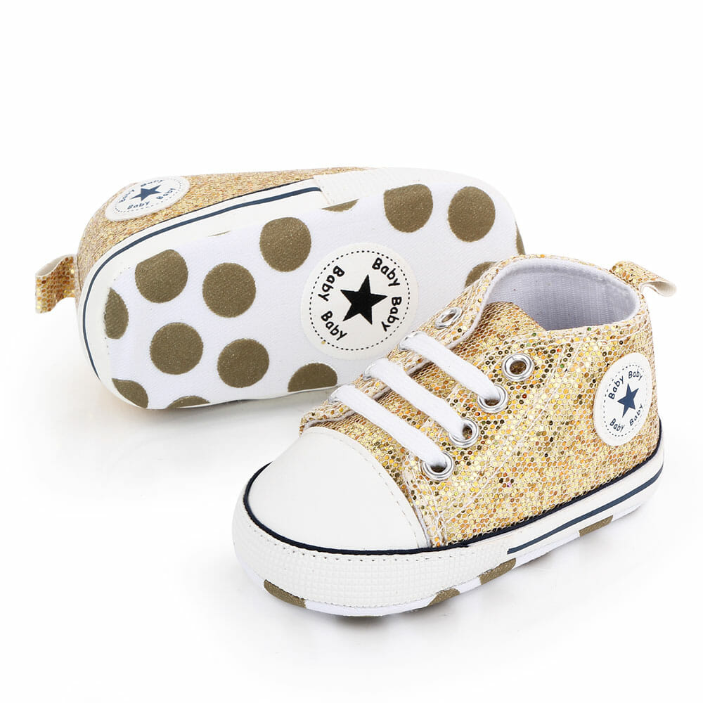 Bling Bling Golden Canvas Baby Shoes 2 - Minitaq baby kids clothes dress