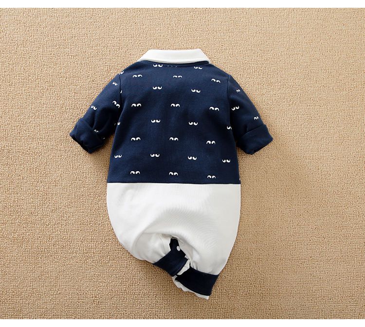 Blue And White Baby Romper With Bow Tie 3 - Minitaq baby kids clothes dress