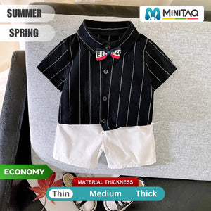 Classical Striped Black Shirt and White Shorts with Bow Tie 1 - Minitaq baby kids clothes dress