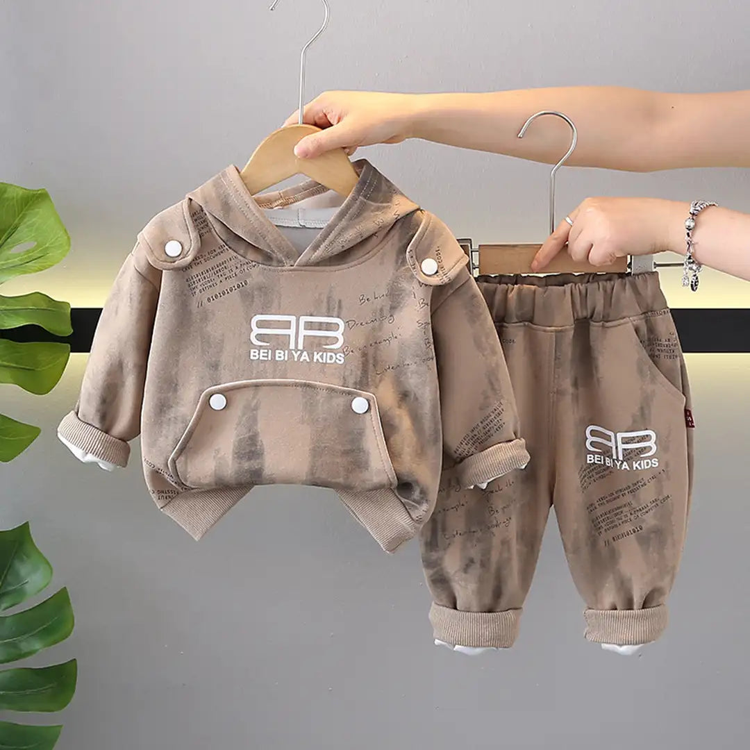 Rugged Fashion Brown 2pc Terry Hoodie Set - Minitaq baby kids clothes dress