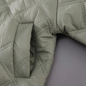 Olive Green Quilted Puffer Jacket N Pants 2pcs Set - Minitaq baby kids clothes dress