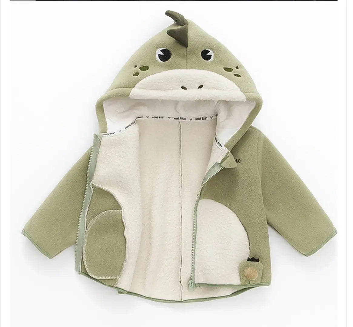 Little Dino Fleece Zipper Winter Hoodie - Minitaq baby kids clothes dress