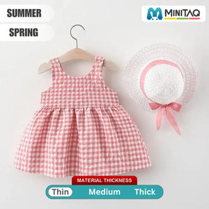 Charming Pink Gingham Style Dress For Baby Girls