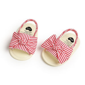 Red Striped Baby Sandals With Elastic Ankle Band 4 - Minitaq baby kids clothes dress