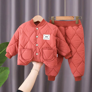 Cozy Bear Button Style Quilted Tracksuit 2pc set - Minitaq baby kids clothes dress